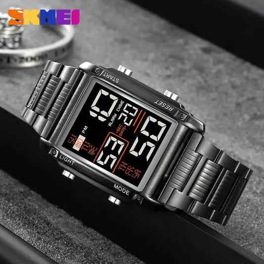 SKMEI 2206 Electronic Stainless Steel Fashion Men's Watch-Black
