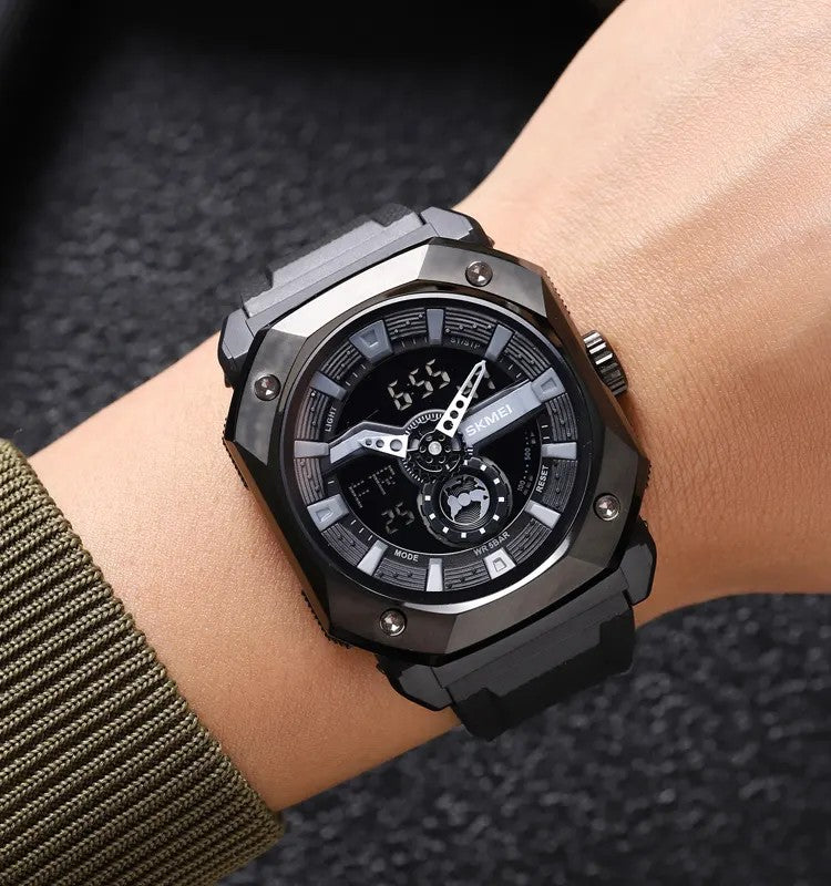 SKMEI 2272 Silicon Strap Sports Analog Digital Watch-Black
