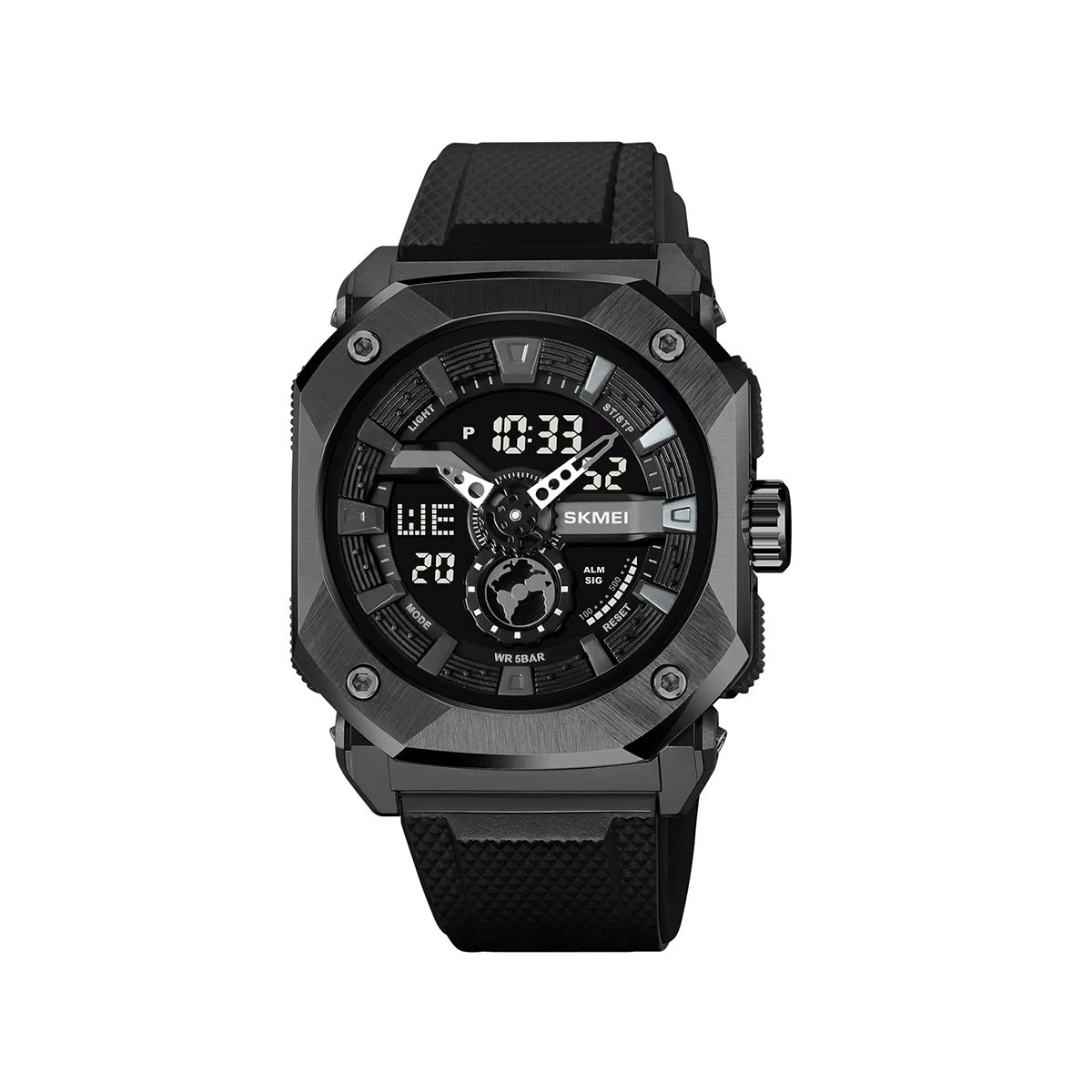 SKMEI 2272 Silicon Strap Sports Analog Digital Watch-Black