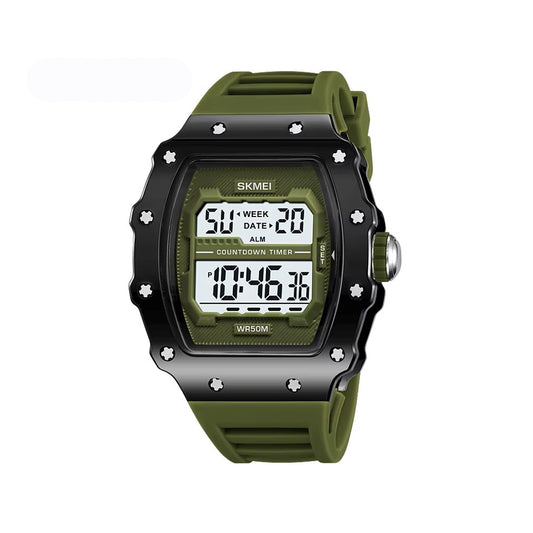SKMEI 2296 New Colorful Sports Digital Silicone Strap Men's Watch-Black Green