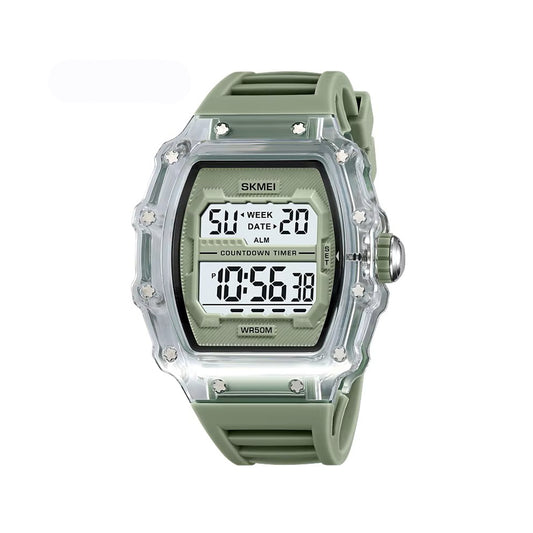SKMEI 2296 New Colorful Sports Digital Silicone Strap Men's Watch-White Green