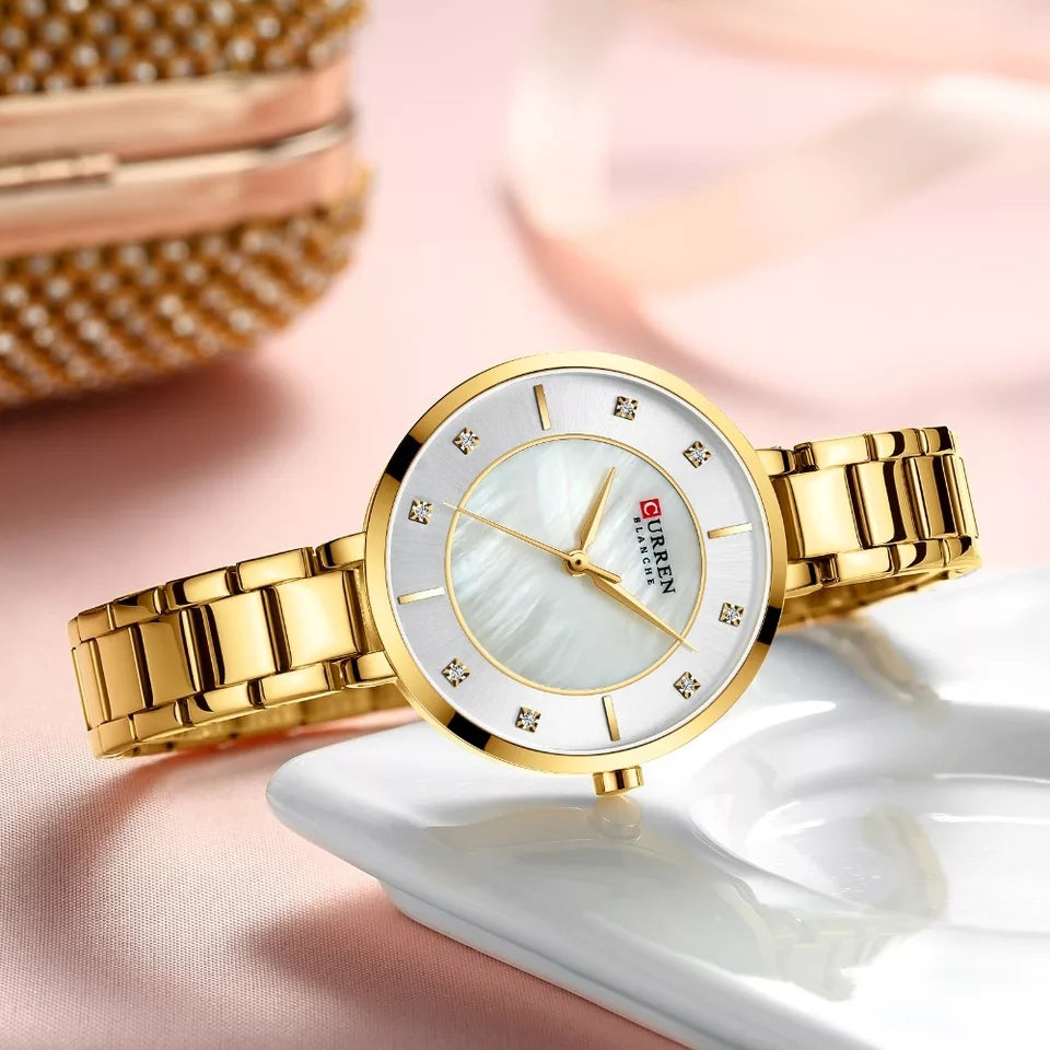 CURREN C9051L Quartz Stainless Steel Strap Women Wristwatch - Gold & Silver