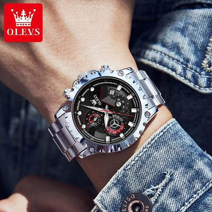OLEVS 2873 Multi-function Chronograph Men's Watch- Black
