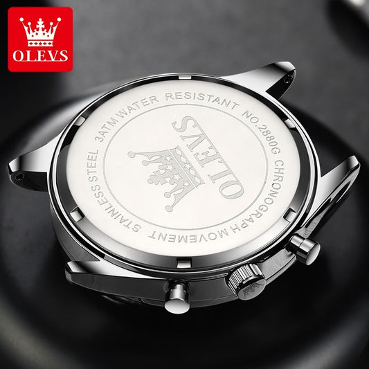OLEVS 2880 Multifunctional Quartz Watch Business Casual Simple Thin Men's Watch- Black Blue