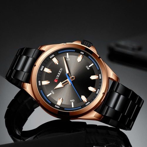 CURREN 8320 Business Series Stainless Steel Watch for Men - Black & Rose Gold