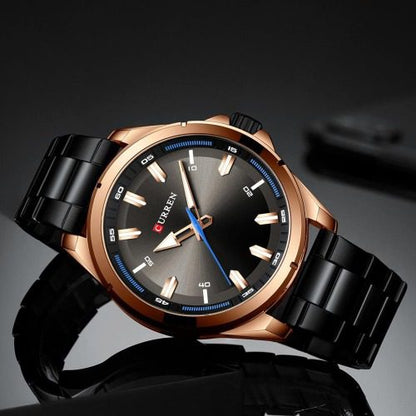 CURREN 8320 Business Series Stainless Steel Watch for Men - Black & Rose Gold