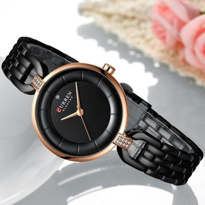 Curren 9052 Quartz Stainless Steel Watch for Women – Black