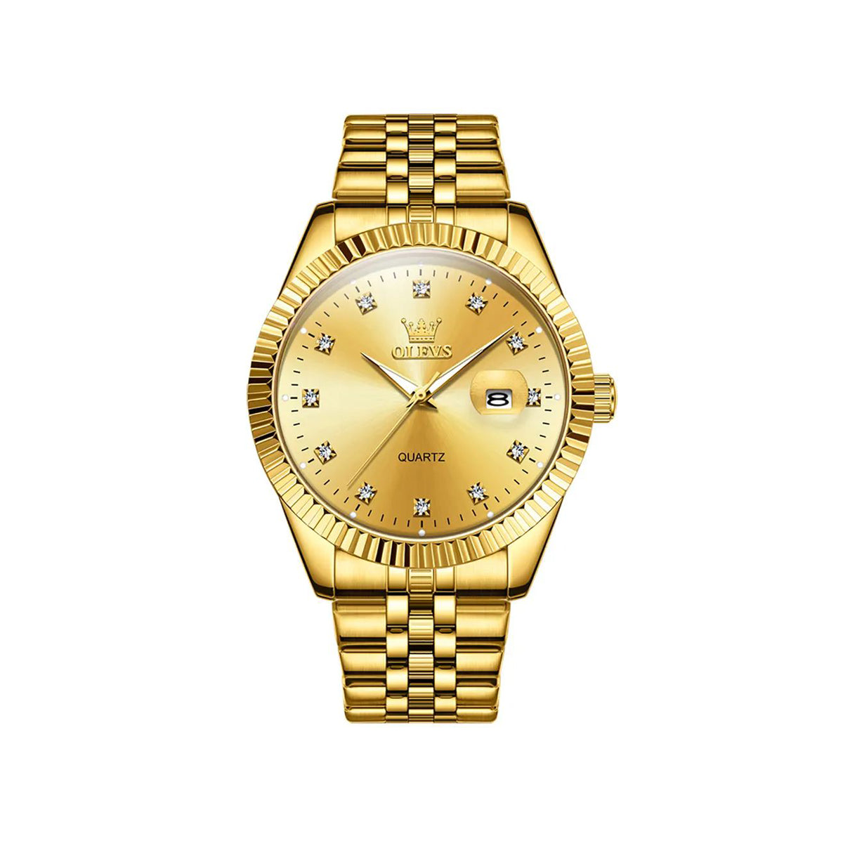 OLEVS 5526 High Quality Luxury Quartz Men's Watch- Gold