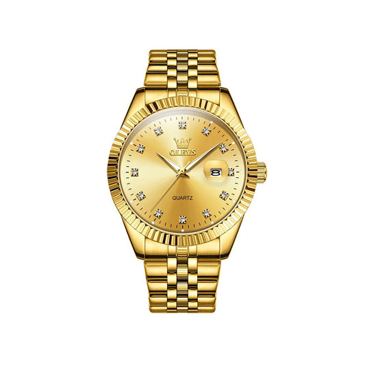 OLEVS 5526 High Quality Luxury Quartz Men's Watch- Gold