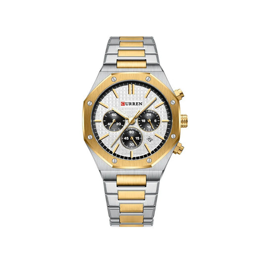 CURREN 8440 Authentic Stainless steel Band Chronograph special business watch kit watch for Men’s- Silver Gold